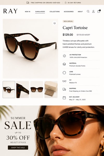 Sunglasses eBay template